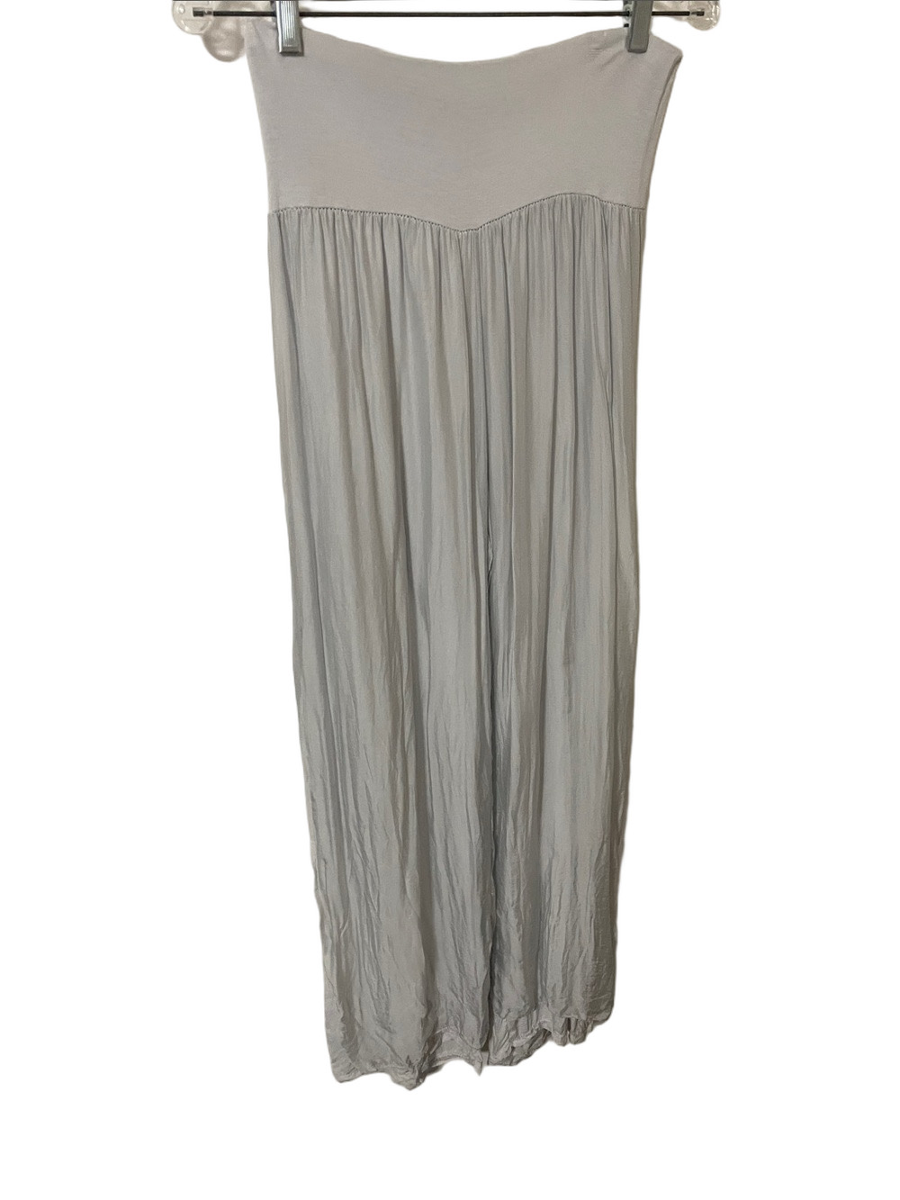 Made in Italy Silk Blend Light Grey Wide-Leg Pants Size Medium